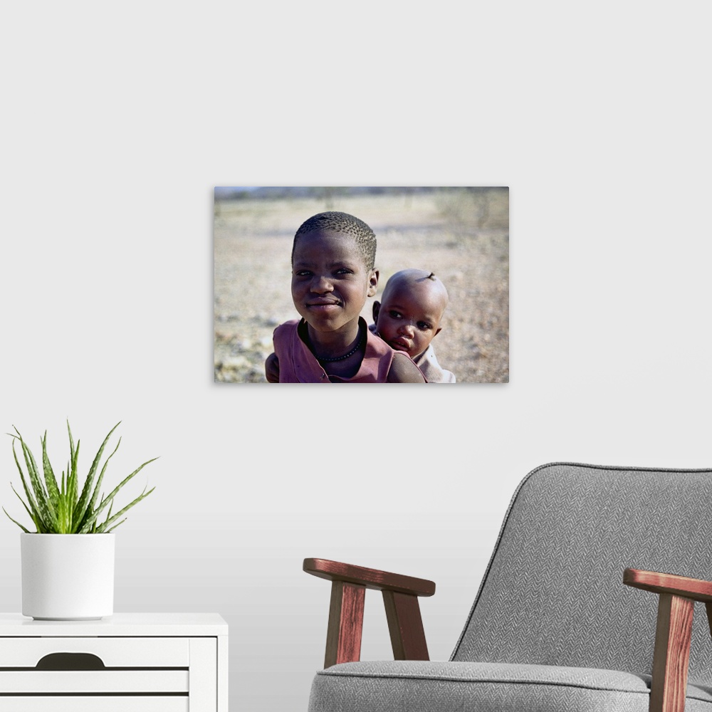 A modern room featuring Namibia, Damaraland, Herero children near Sesfontein