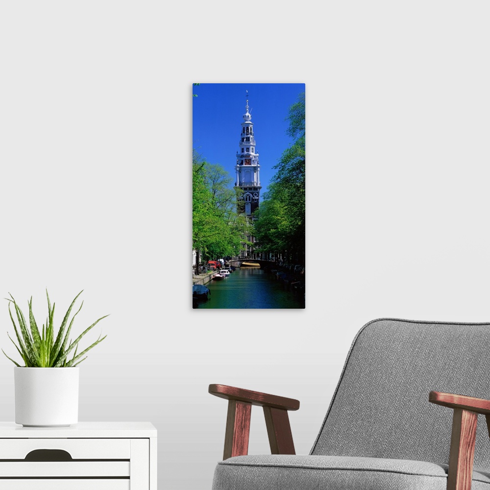 A modern room featuring Netherlands, Amsterdam, The Zuiderkerk bell-tower
