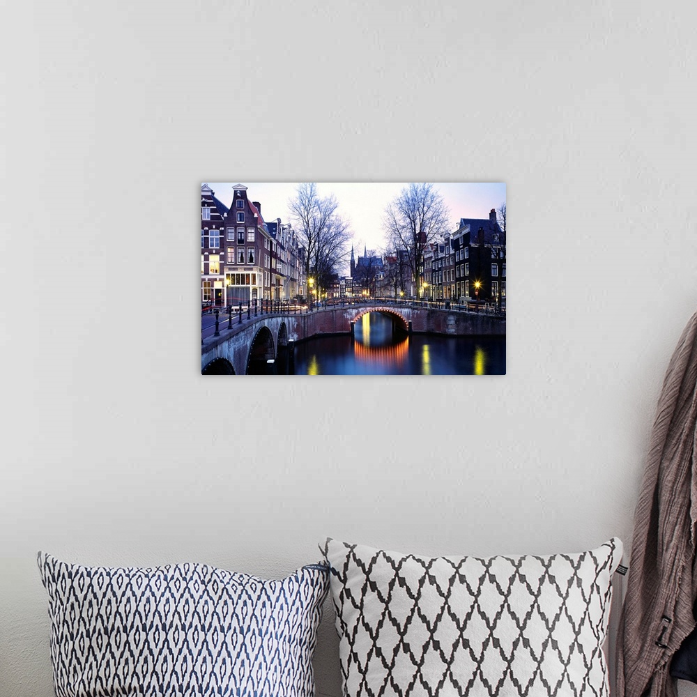 A bohemian room featuring Netherlands, North Holland, Amsterdam, Typical view of  the Singel channel