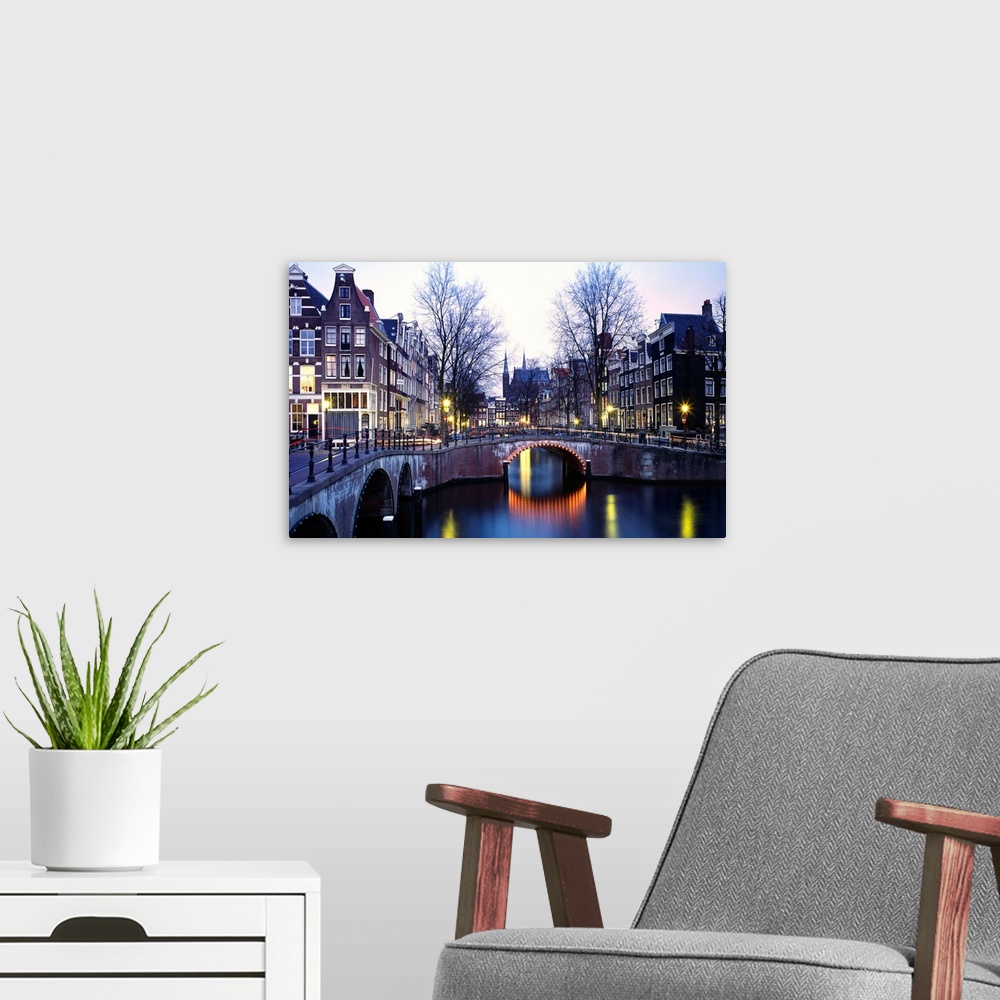 A modern room featuring Netherlands, North Holland, Amsterdam, Typical view of  the Singel channel