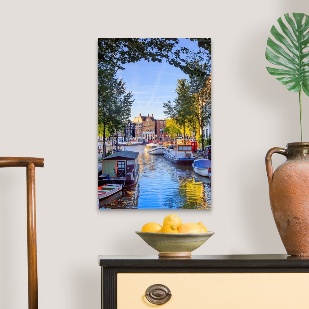 A traditional room featuring Netherlands, North Holland, Benelux, Amsterdam, Groenburgwal Canal.