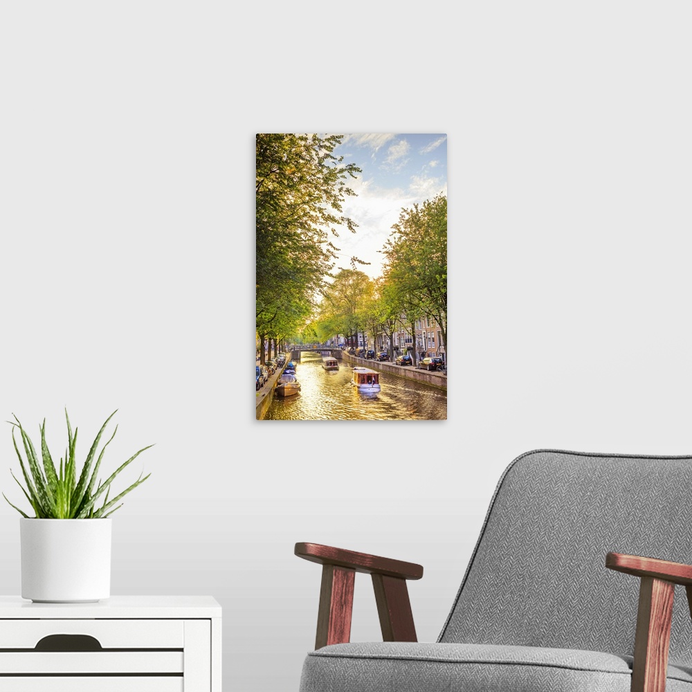A modern room featuring Netherlands, North Holland, Benelux, Amsterdam, Leidesegracht Canal.