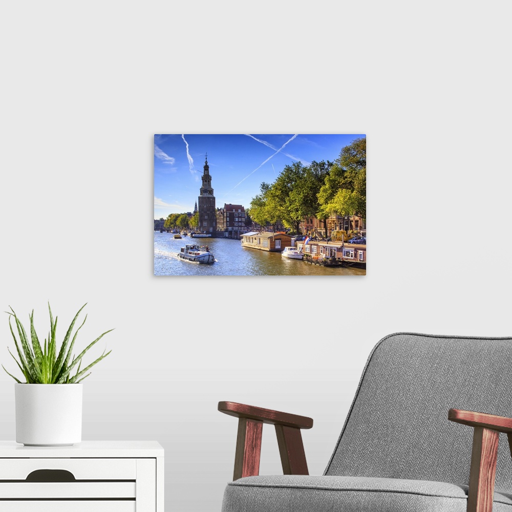A modern room featuring Netherlands, North Holland, Benelux, Amsterdam, Montelbaan Tower at Oude Schans.