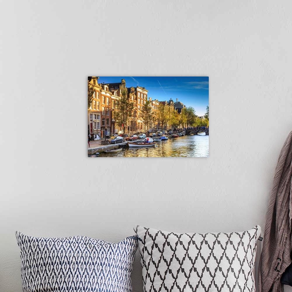 A bohemian room featuring Netherlands, North Holland, Benelux, Amsterdam, Prinsengracht Westerkerk on Prinsengracht Canal.