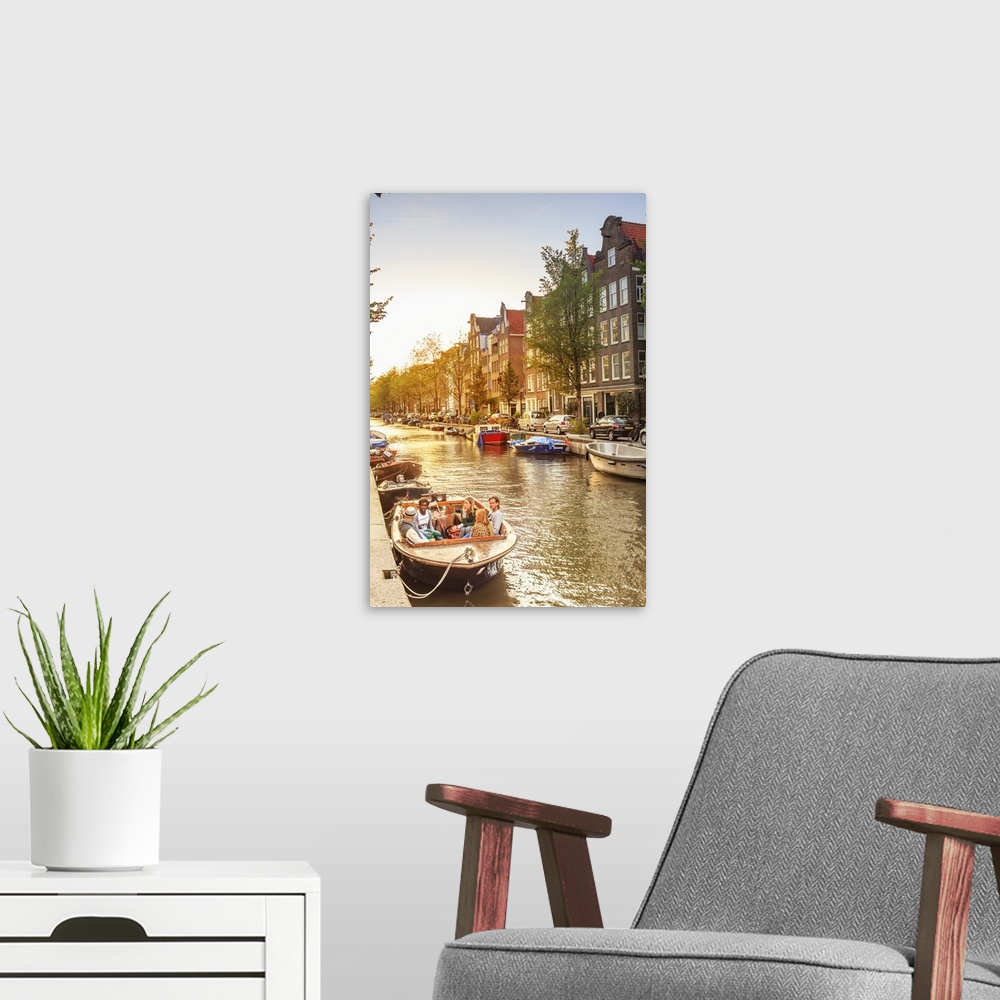A modern room featuring Netherlands, North Holland, Benelux, Amsterdam, Prinsengracht Westerkerk on Prinsengracht Canal.