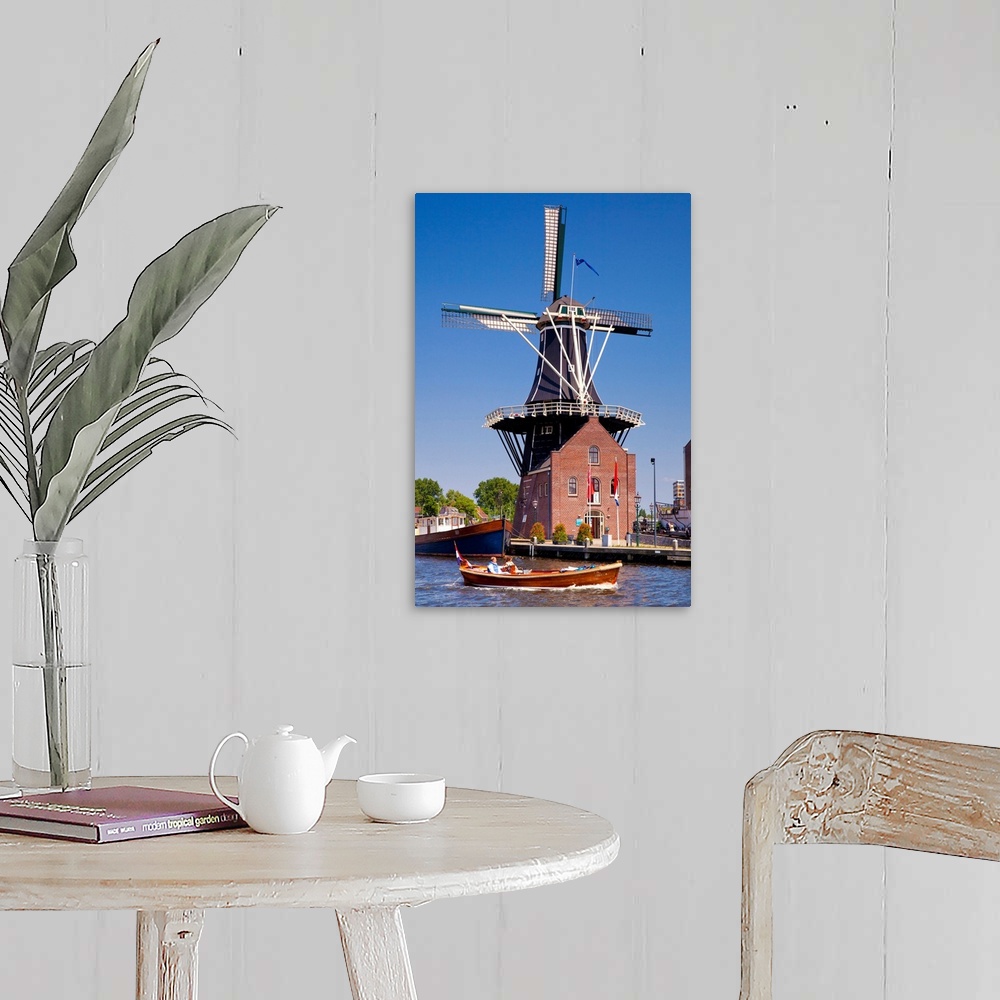 A farmhouse room featuring Netherlands, North Holland, Benelux, Haarlem, De Adriaan windmill.