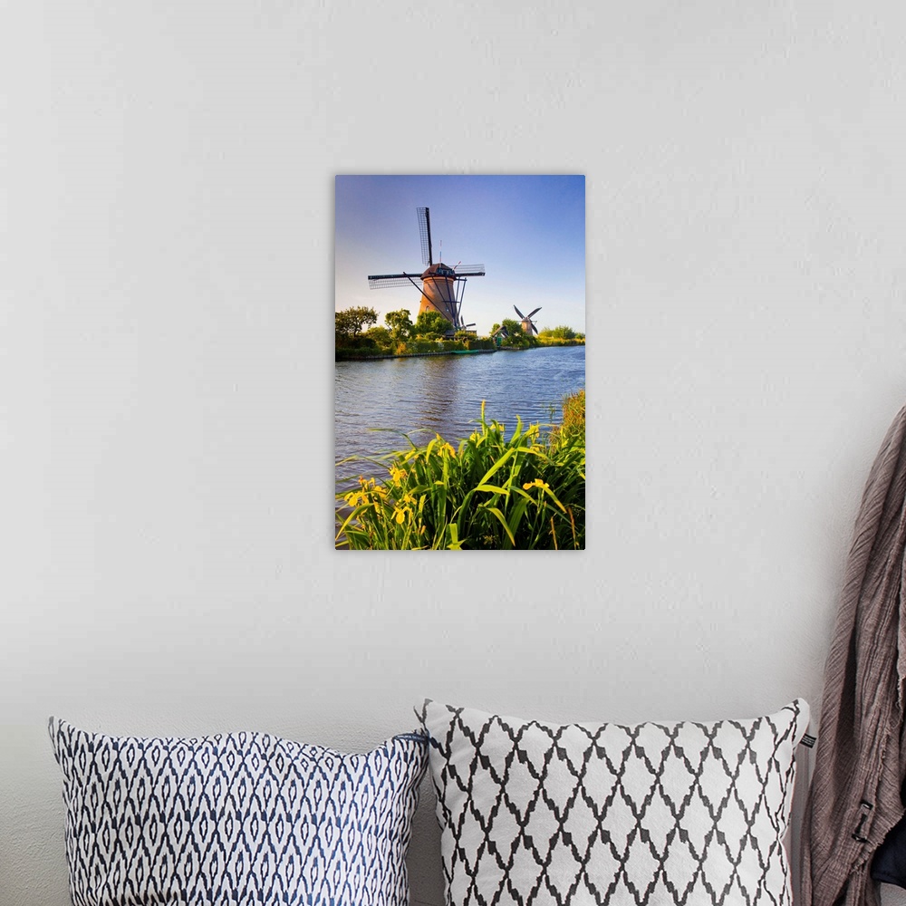 A bohemian room featuring Netherlands, South Holland, Benelux, Kinderdijk, Windmills.