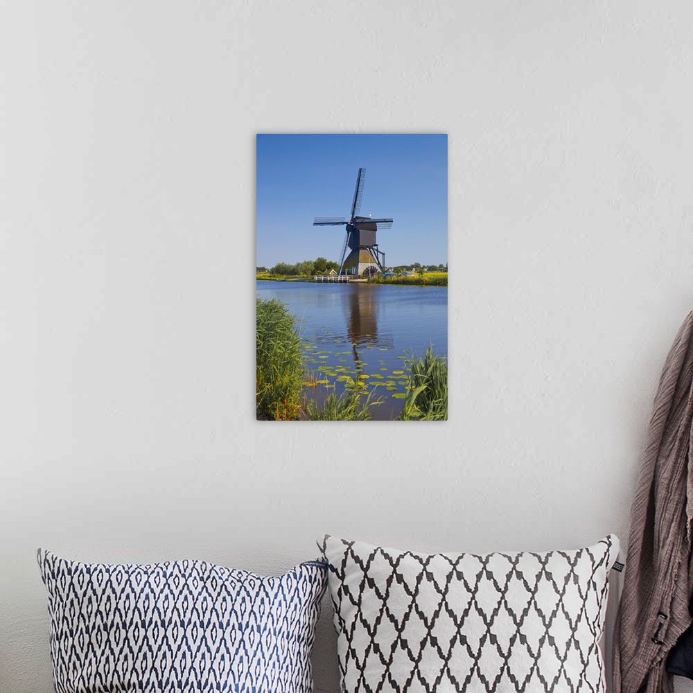 A bohemian room featuring Netherlands, South Holland, Benelux, Kinderdijk, Windmills and canal.