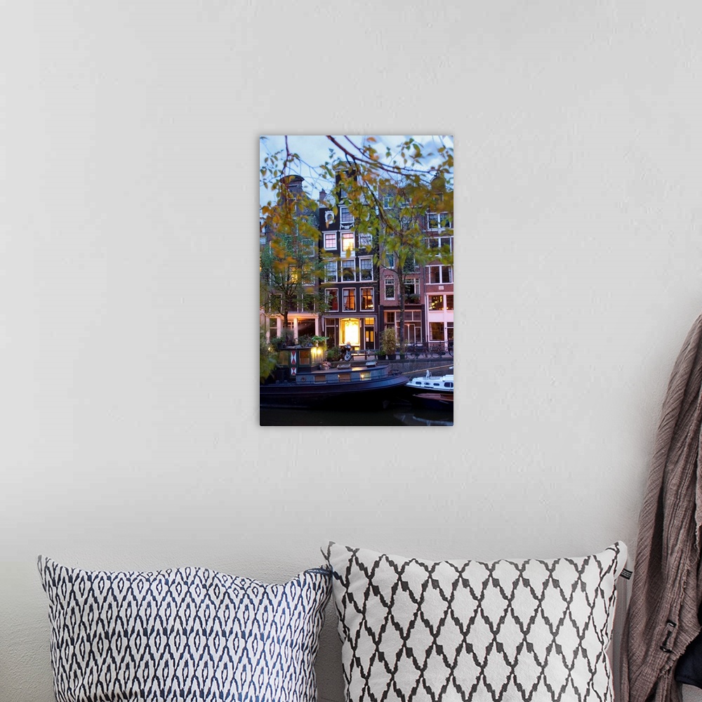 A bohemian room featuring Netherlands, Nederland, North Holland, Noord-Holland, Amsterdam, night view of the canal