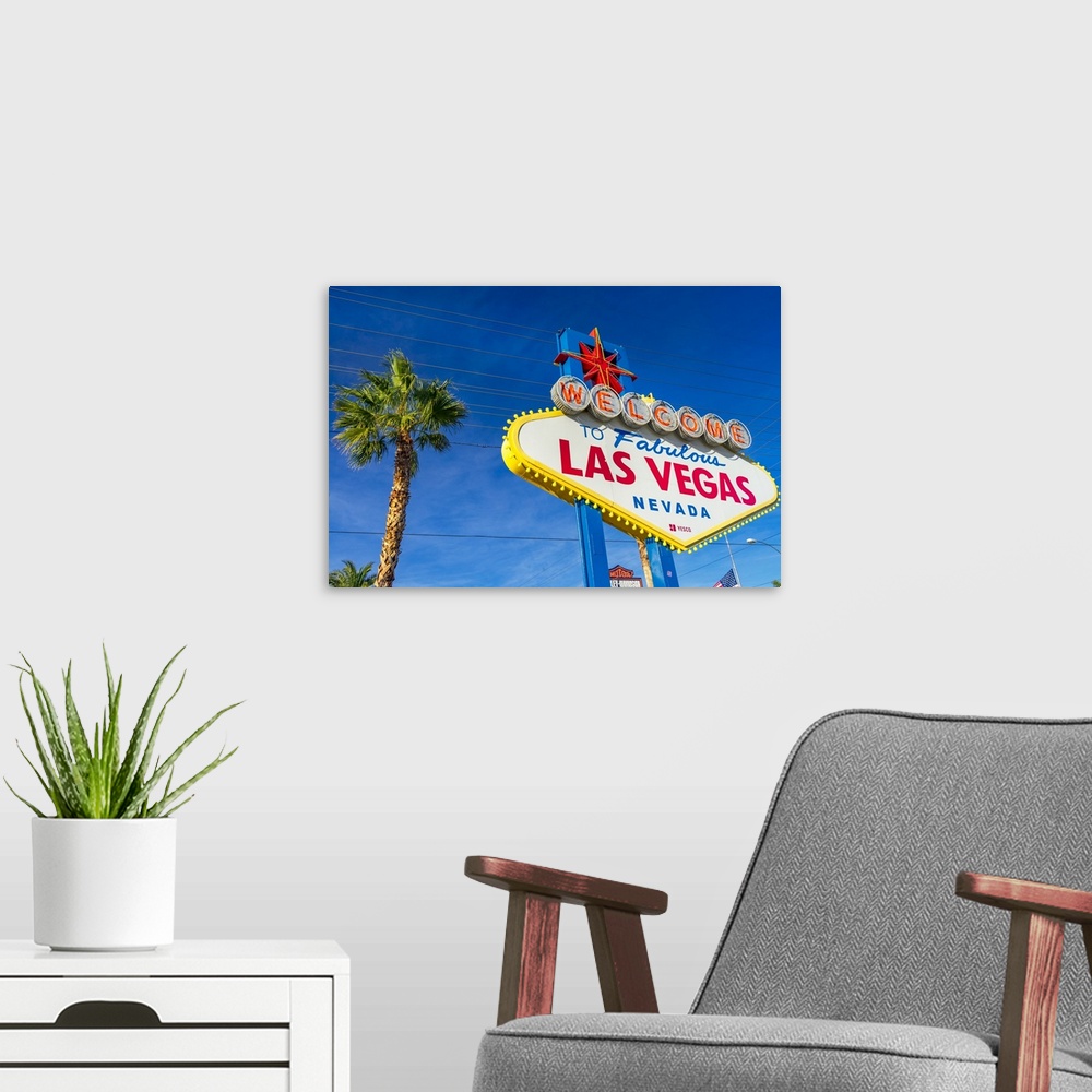 A modern room featuring Nevada, Las Vegas, Welcome Sign