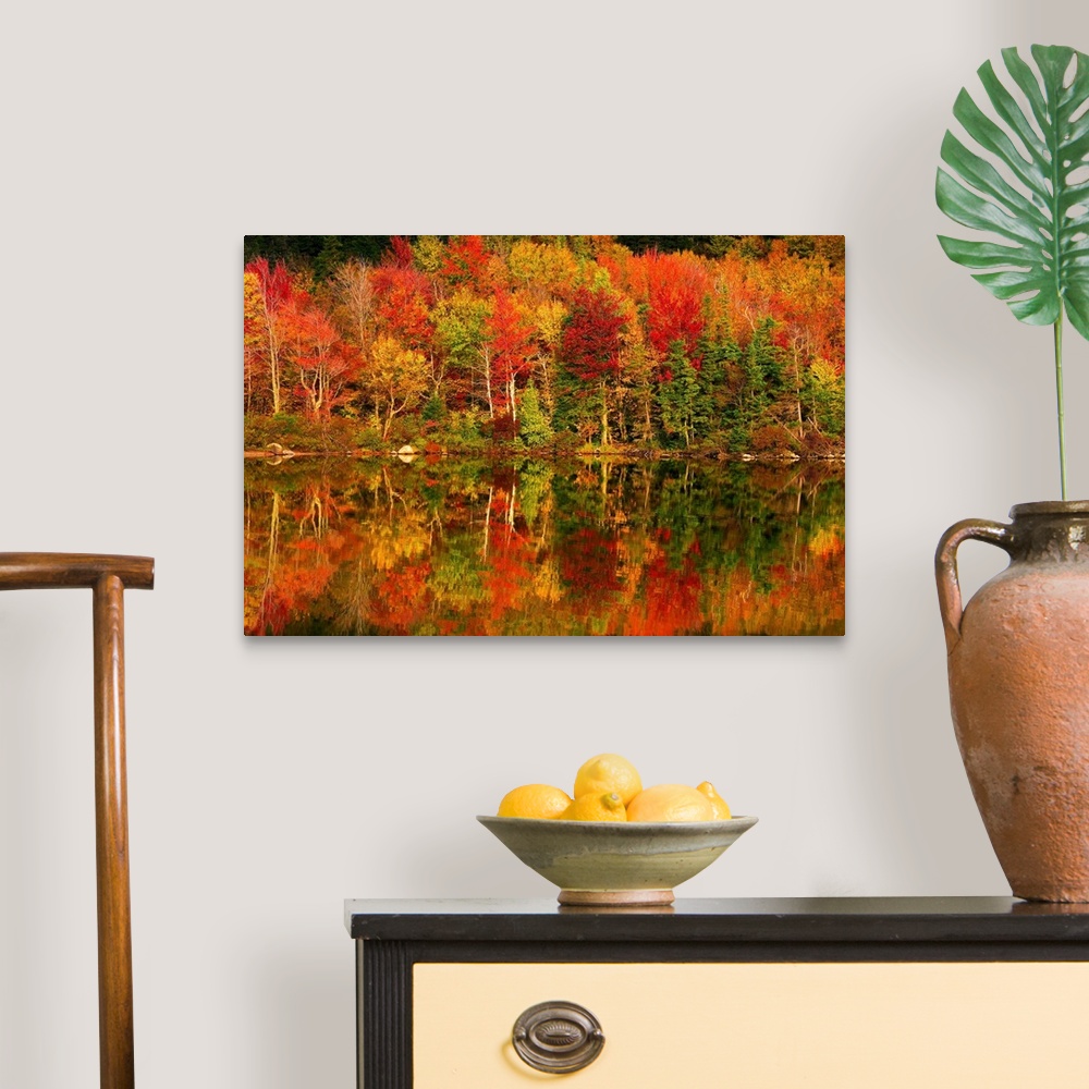 A traditional room featuring New Hampshire, New England, White Mountains, Echo Lake in autumn