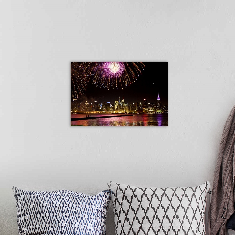 A bohemian room featuring USA, New Jersey, Hudson River, Fourth of July, Fireworks, Hoboken, Macy's Fourth of July Firework...