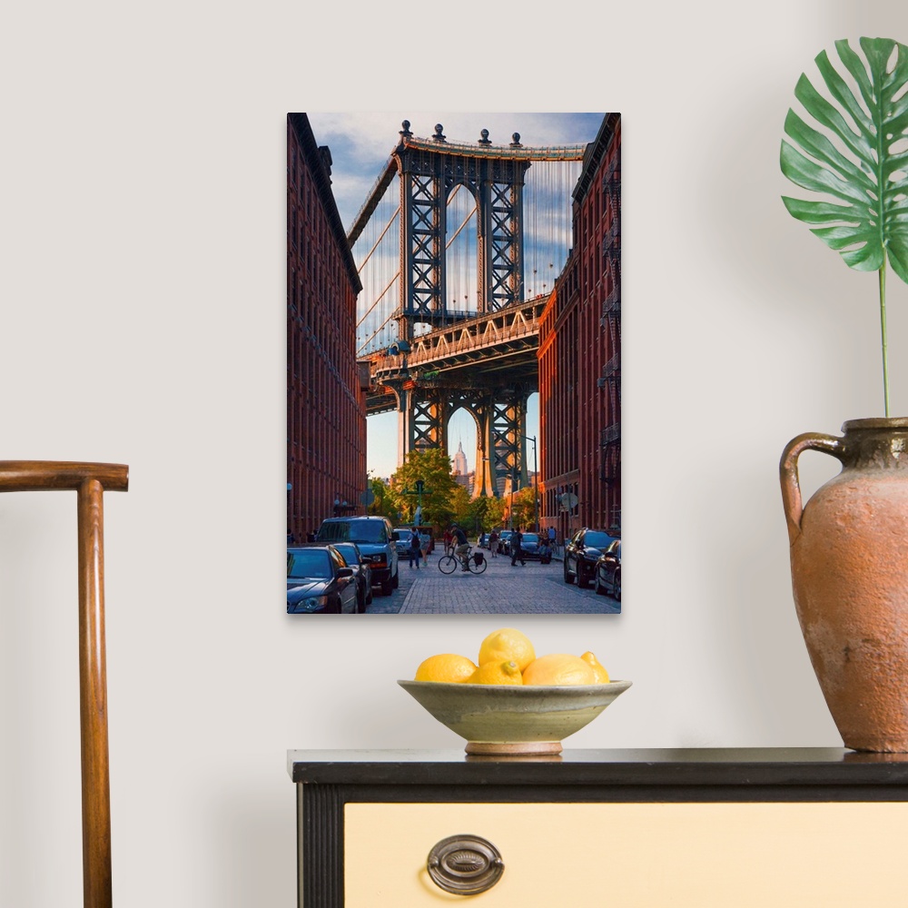 A traditional room featuring USA, New York City, Brooklyn, Dumbo, Manhattan Bridge.