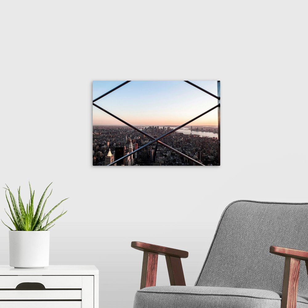 A modern room featuring USA, New York City, Cityscape from the Empire State Building.