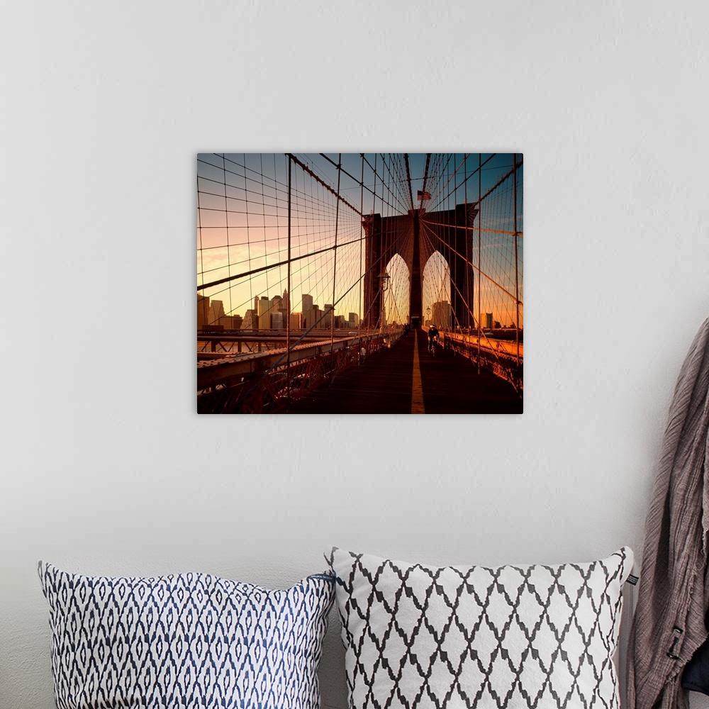 A bohemian room featuring New York City, Manhattan, Brooklyn bridge