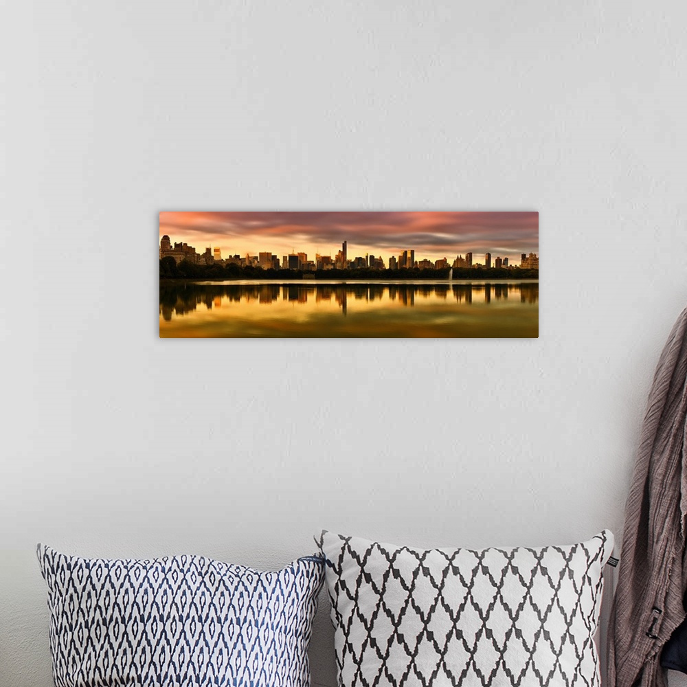 A bohemian room featuring USA, New York City, Manhattan, Central Park, Central Park Reservoir and Manhattan skyline.