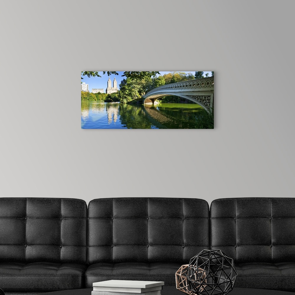 A modern room featuring USA, New York City, Manhattan, Central Park, Lake and San Remo Building.