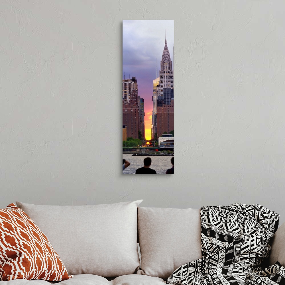 A bohemian room featuring USA, New York City, Manhattan, Midtown, Chrysler Building, Manhattanhenge, sunset on the 42nd str...