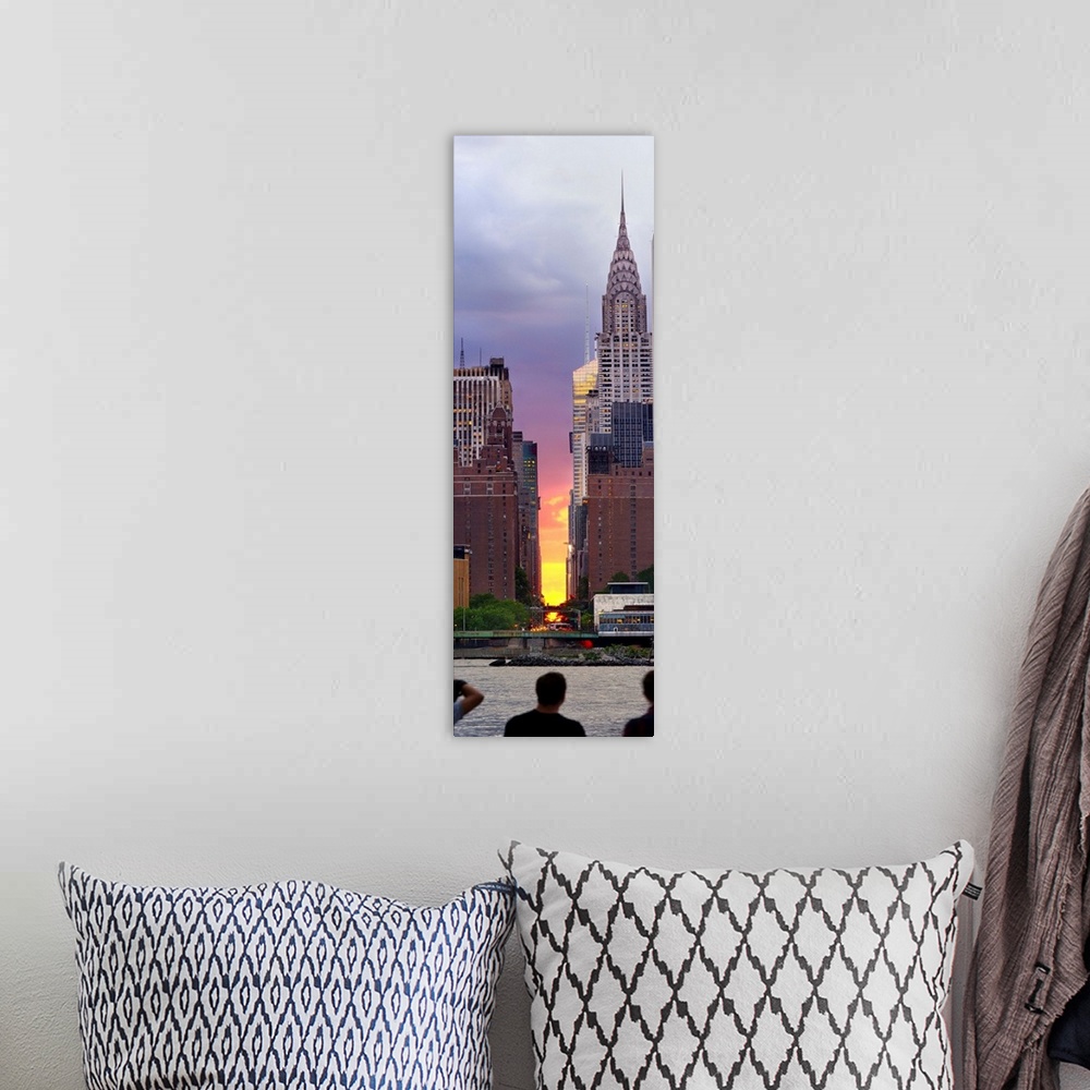 A bohemian room featuring USA, New York City, Manhattan, Midtown, Chrysler Building, Manhattanhenge, sunset on the 42nd str...