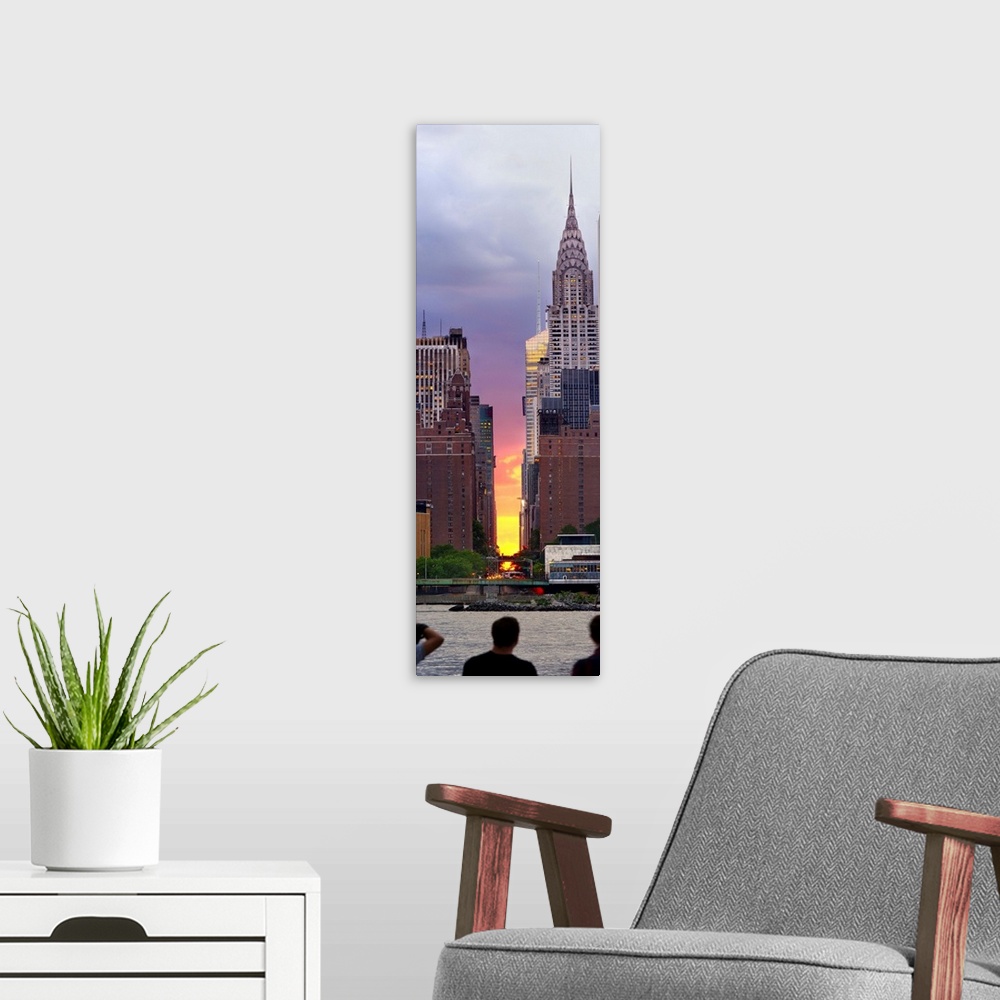 A modern room featuring USA, New York City, Manhattan, Midtown, Chrysler Building, Manhattanhenge, sunset on the 42nd str...