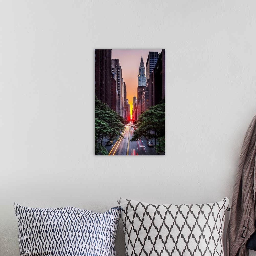A bohemian room featuring New York, New York City, Manhattan, Chrysler Building, Manhattanhenge, 42a street.