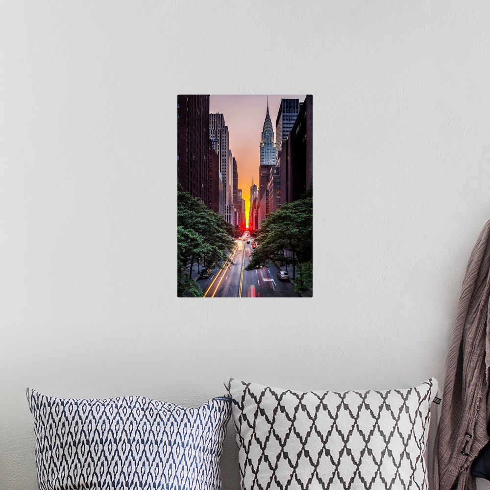 A bohemian room featuring New York, New York City, Manhattan, Chrysler Building, Manhattanhenge, 42a street.