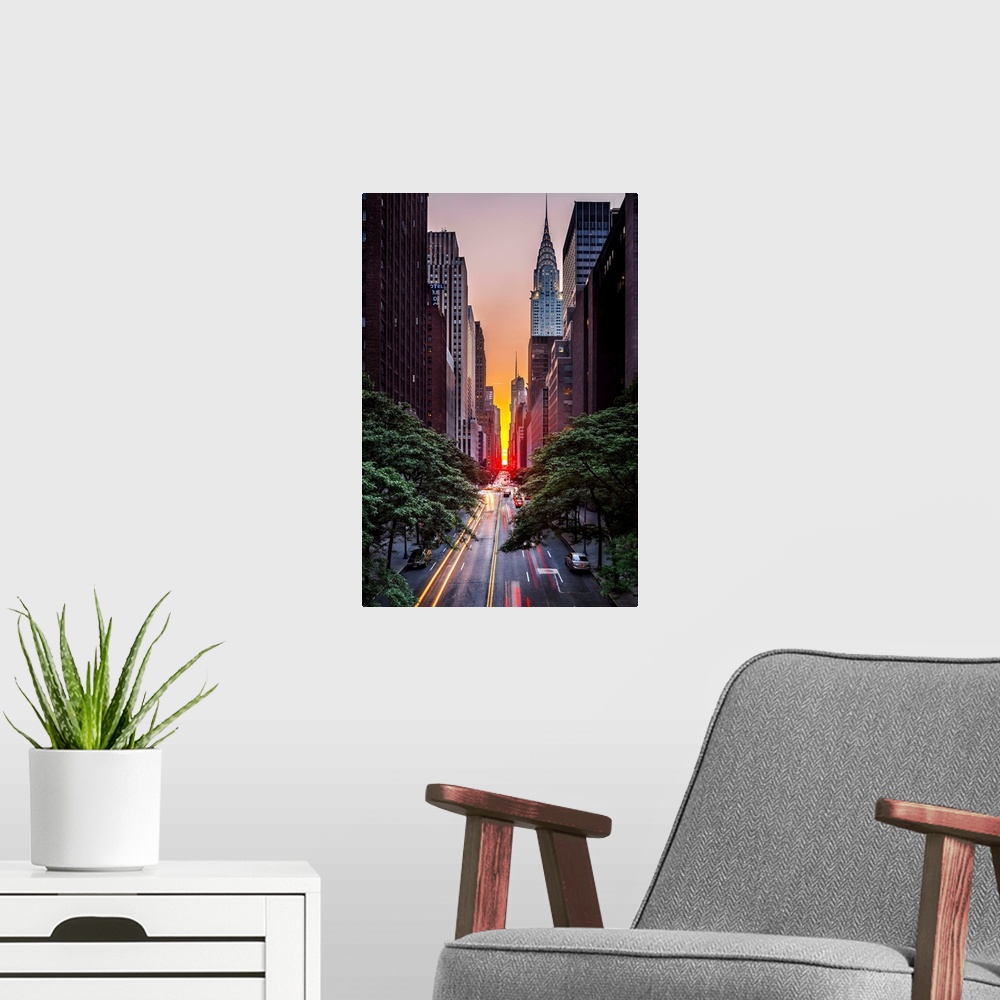 A modern room featuring New York, New York City, Manhattan, Chrysler Building, Manhattanhenge, 42a street.