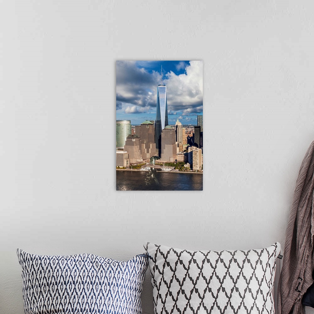 A bohemian room featuring USA, New York City, Manhattan, Lower Manhattan, Freedom Tower in the Financial District.
