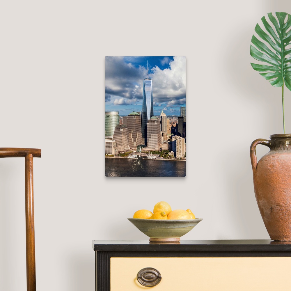 A traditional room featuring USA, New York City, Manhattan, Lower Manhattan, Freedom Tower in the Financial District.