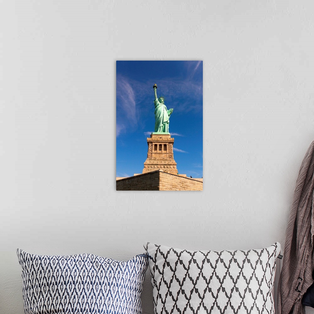 A bohemian room featuring USA, New York City, Manhattan, Lower Manhattan, Liberty Island, Statue of Liberty.