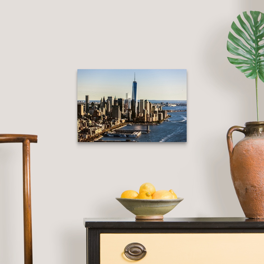 A traditional room featuring USA, New York City, Manhattan, Lower Manhattan, Manhattan and the Freedom Tower.