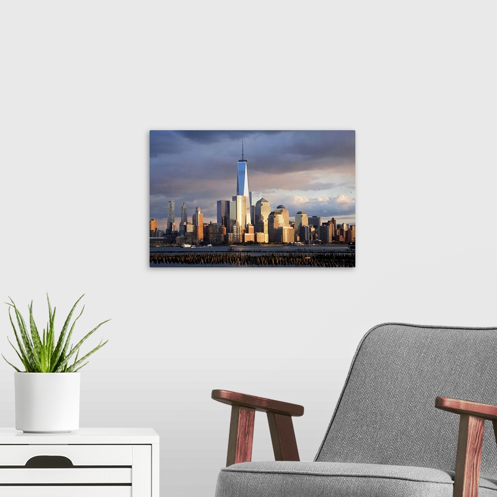A modern room featuring USA, New York City, Manhattan, Lower Manhattan, One World Trade Center, Freedom Tower, Manhattan ...