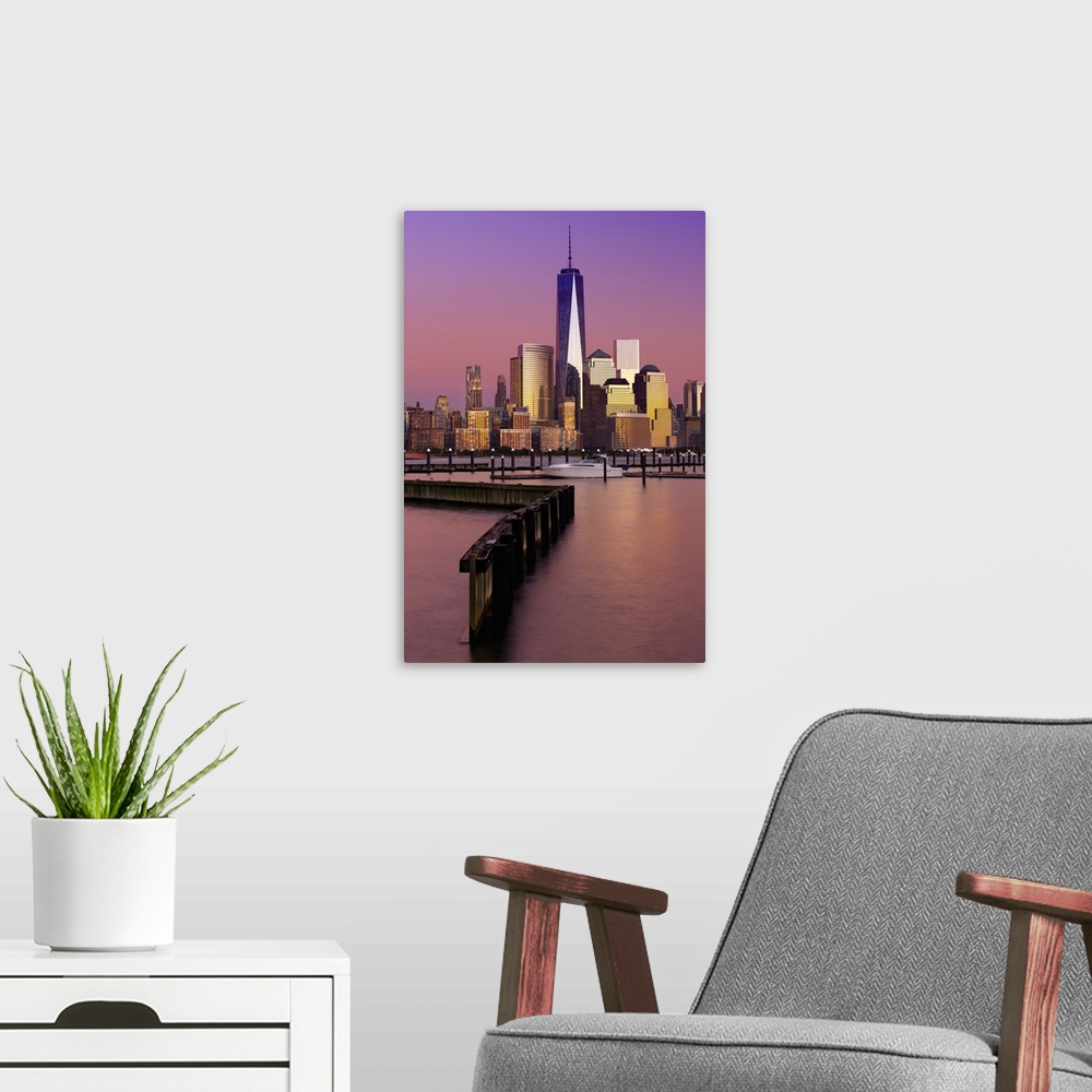 A modern room featuring USA, New York City, Manhattan, Lower Manhattan, One World Trade Center, Freedom Tower, Manhattan ...