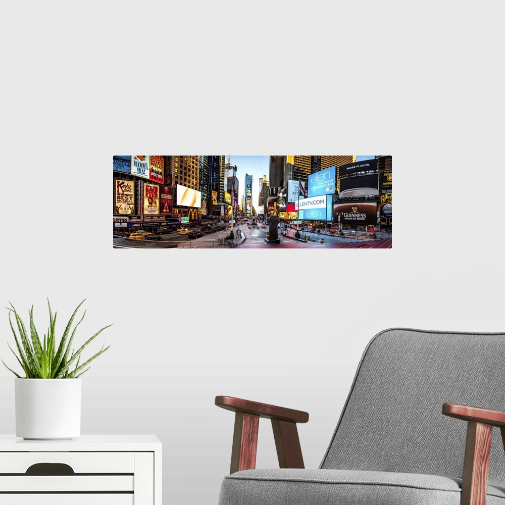 A modern room featuring USA, New York City, Manhattan, Midtown, Times Square.