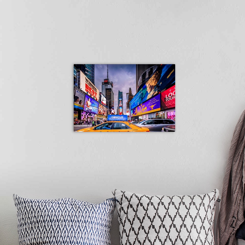 A bohemian room featuring USA, New York City, Manhattan, Midtown, Times Square, Visitors at Times Square Pedestrian Mall an...