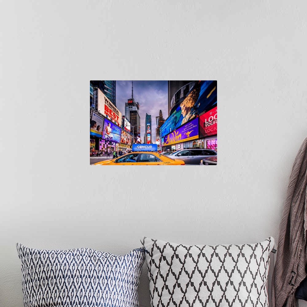 A bohemian room featuring USA, New York City, Manhattan, Midtown, Times Square, Visitors at Times Square Pedestrian Mall an...