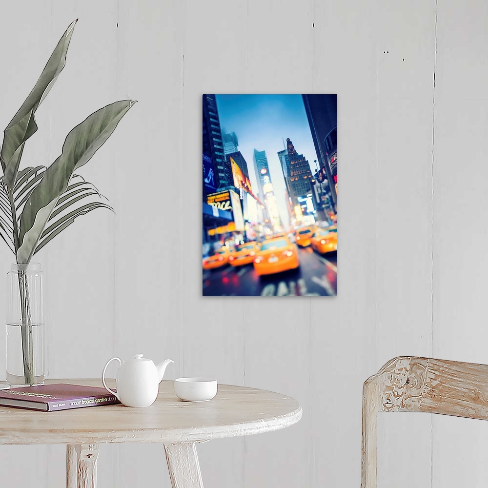 A farmhouse room featuring New York, New York City, Manhattan, Times Square, Yellow taxi cabs at night.