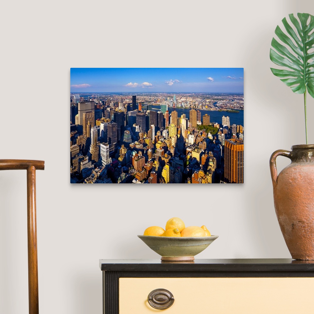 A traditional room featuring USA, New York City, Manhattan, Midtown, View from the Empire State Building.