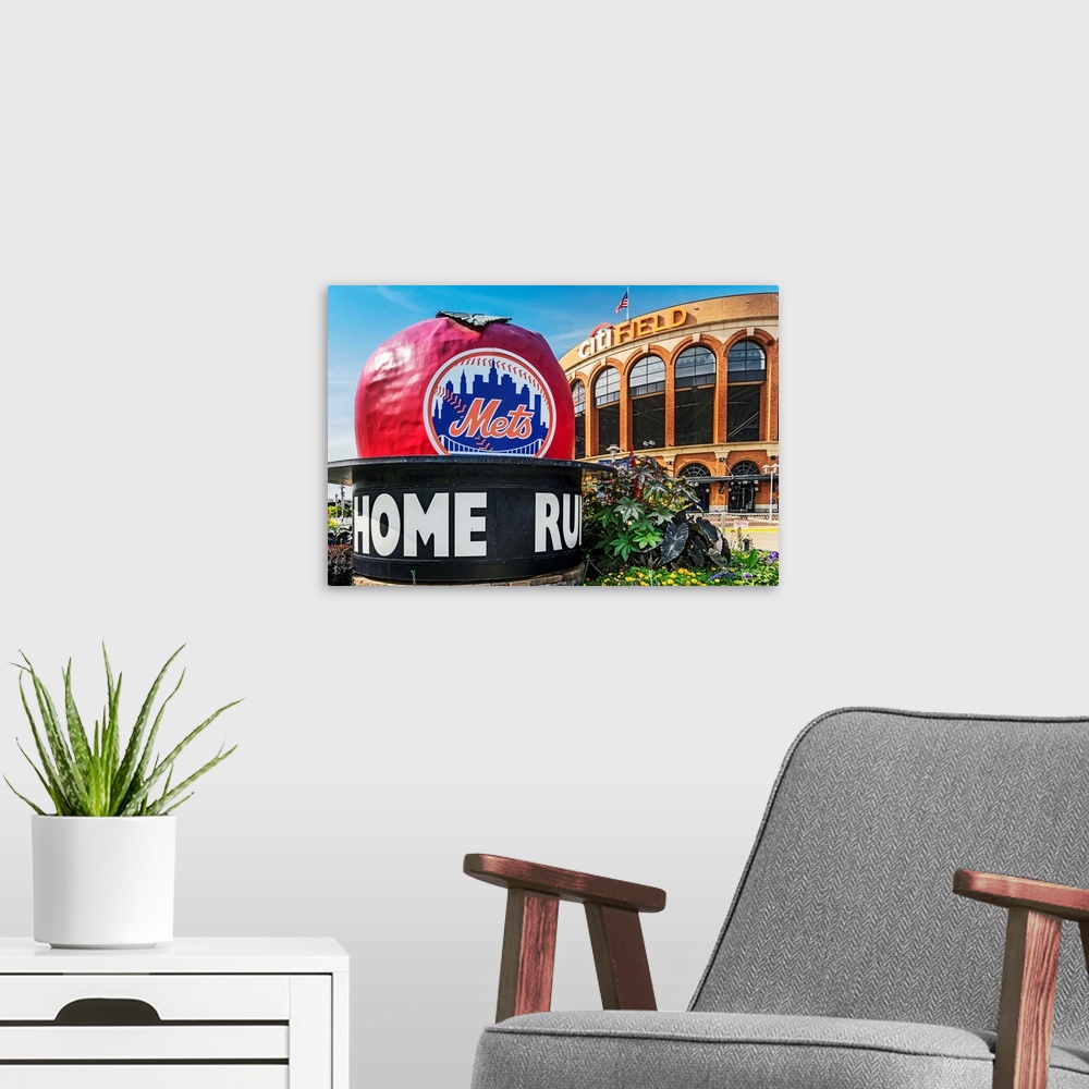 A modern room featuring New York City, Queens, Citi Field baseball stadium, home of the New York Mets.