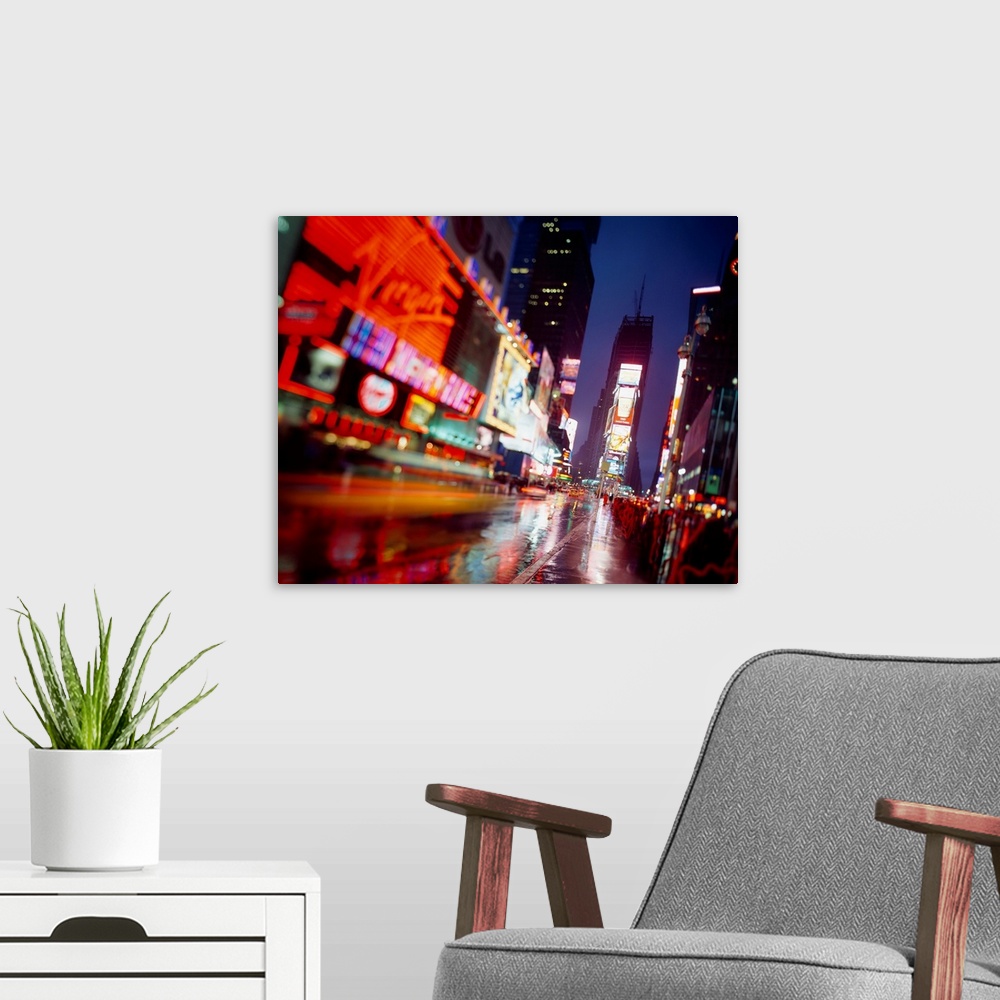 A modern room featuring New York City, Times square
