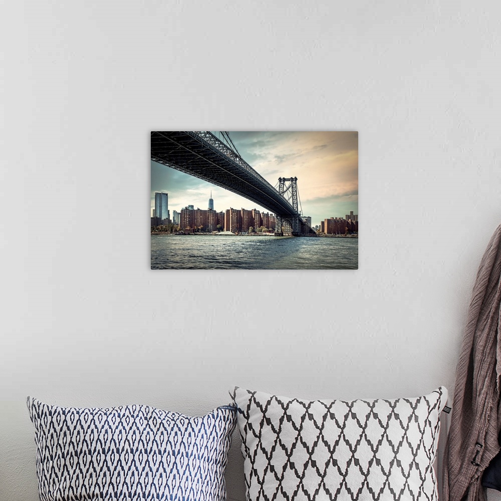 A bohemian room featuring New York City, Williamsburg Bridge and Lower Manhattan Skyline.