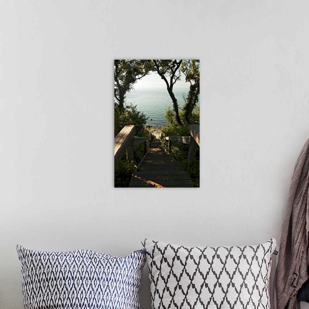A bohemian room featuring New York, Long Island, path leading to view of Long Island Sound