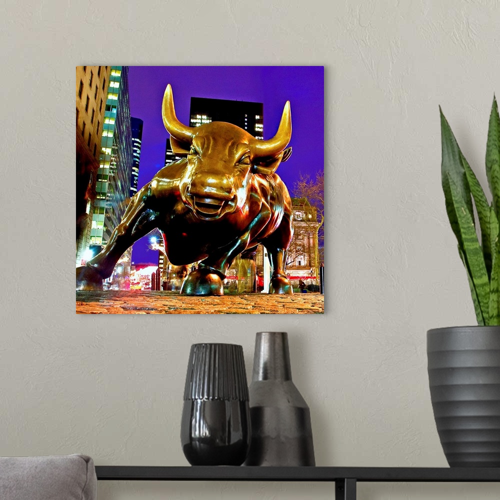 A modern room featuring New York, New York City, Bowling Green, The Charging Bull, Financial district icon