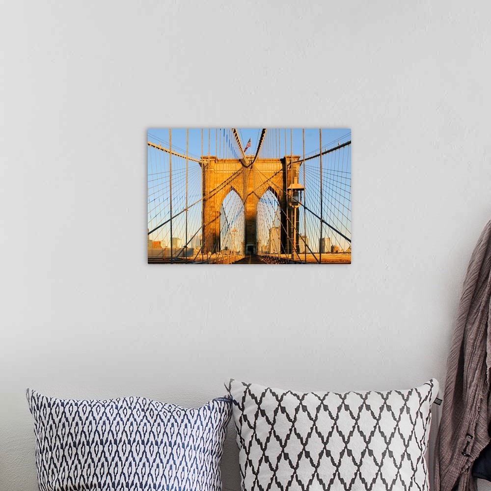 A bohemian room featuring New York, New York City, Brooklyn Bridge