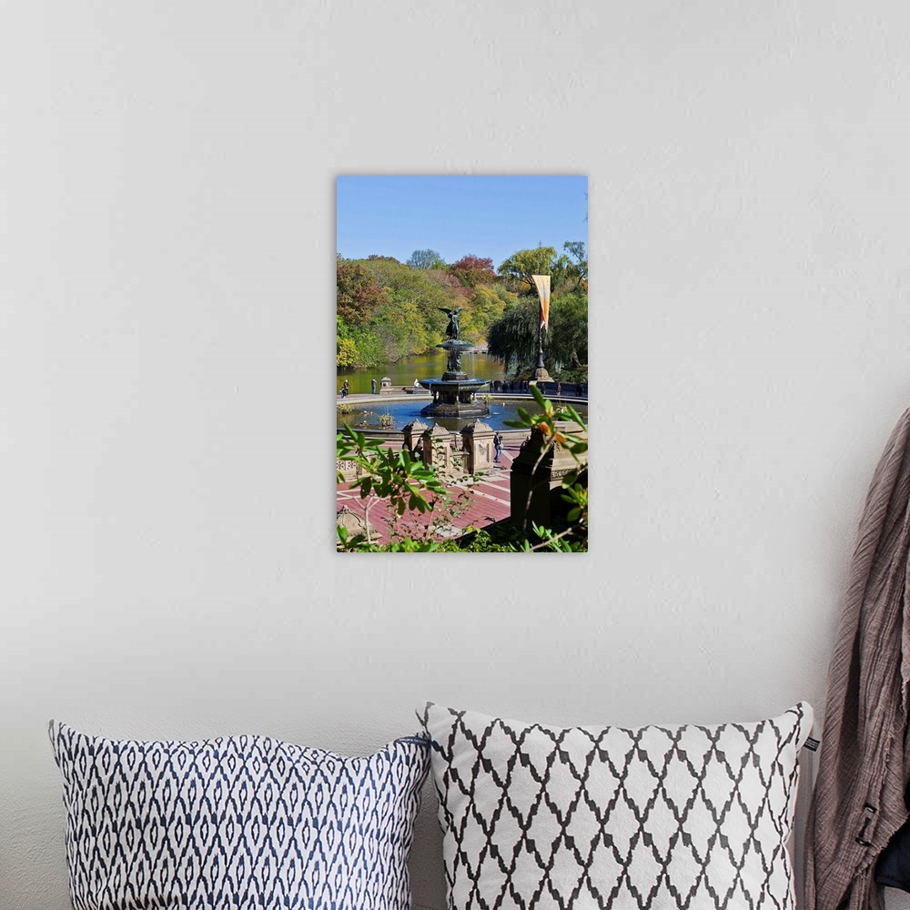 A bohemian room featuring New York, New York City, Central Park, looking over Bethesda Terrace