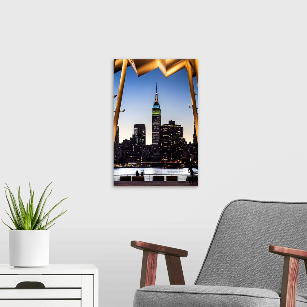 A modern room featuring New York, New York City City, Hunters Point South Waterfront Park.