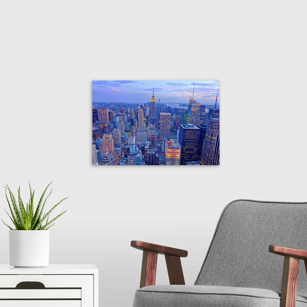 A modern room featuring New York, New York City, City overview from Top of the Rock