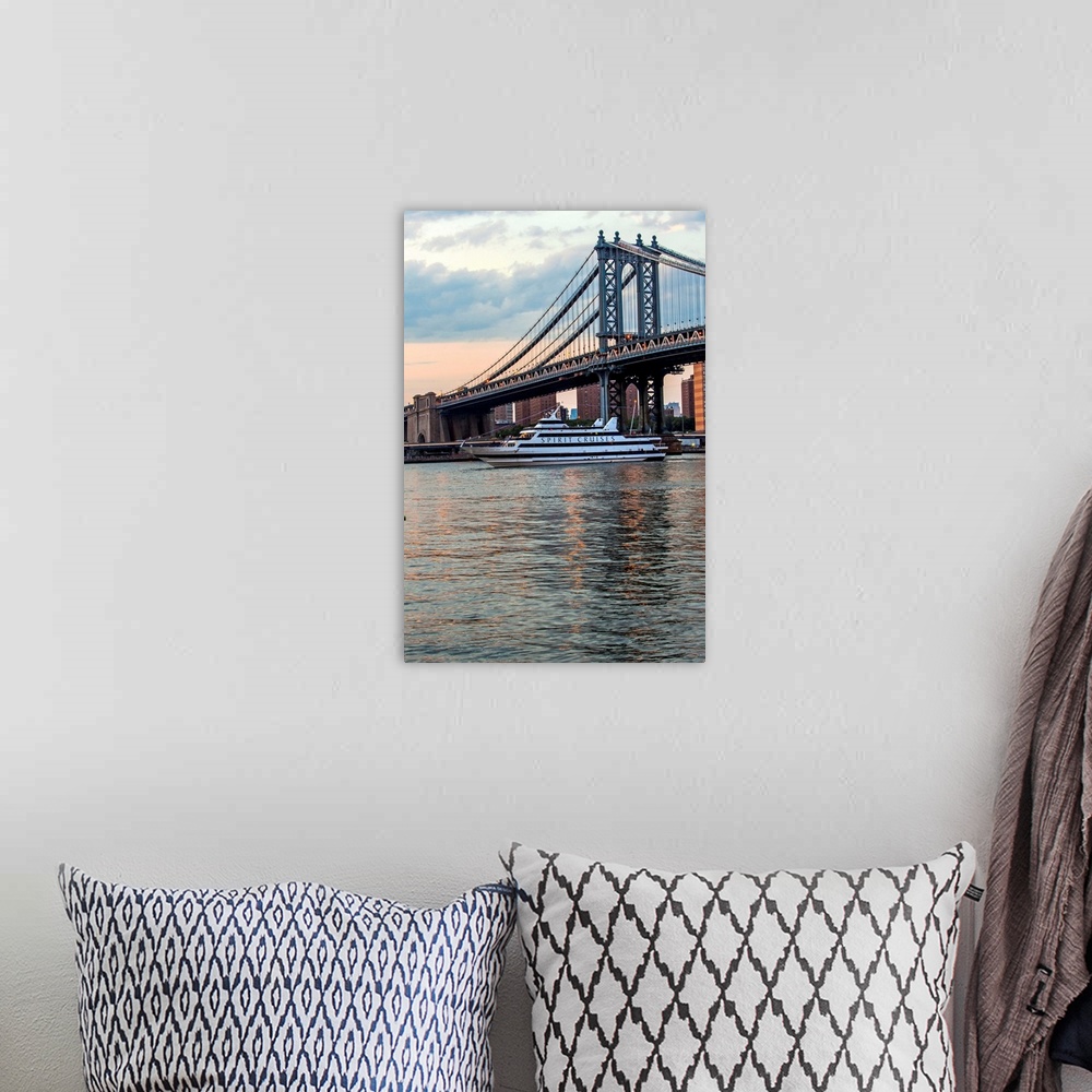 A bohemian room featuring New York, New York City, Manhattan Bridge viewed from Brooklyn