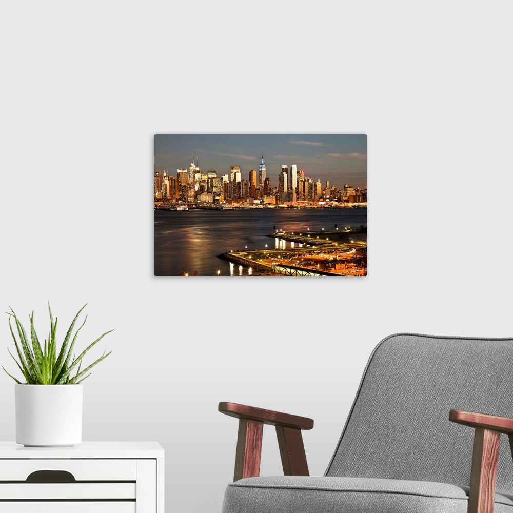 A modern room featuring New York, New York City, Skyline from Weehawken New Jersey