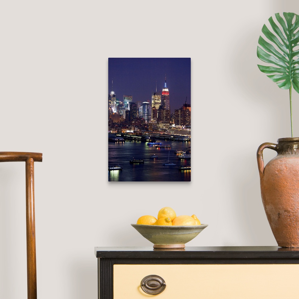 A traditional room featuring New York, New York City skyline, view from Weehawken New Jersey